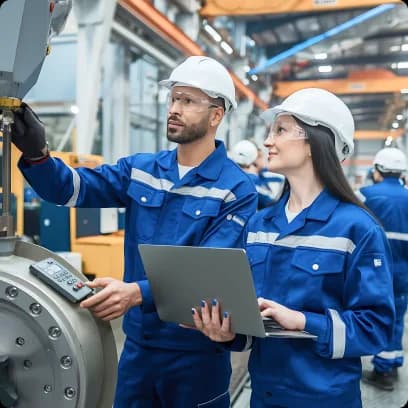 Engineers working in a factory